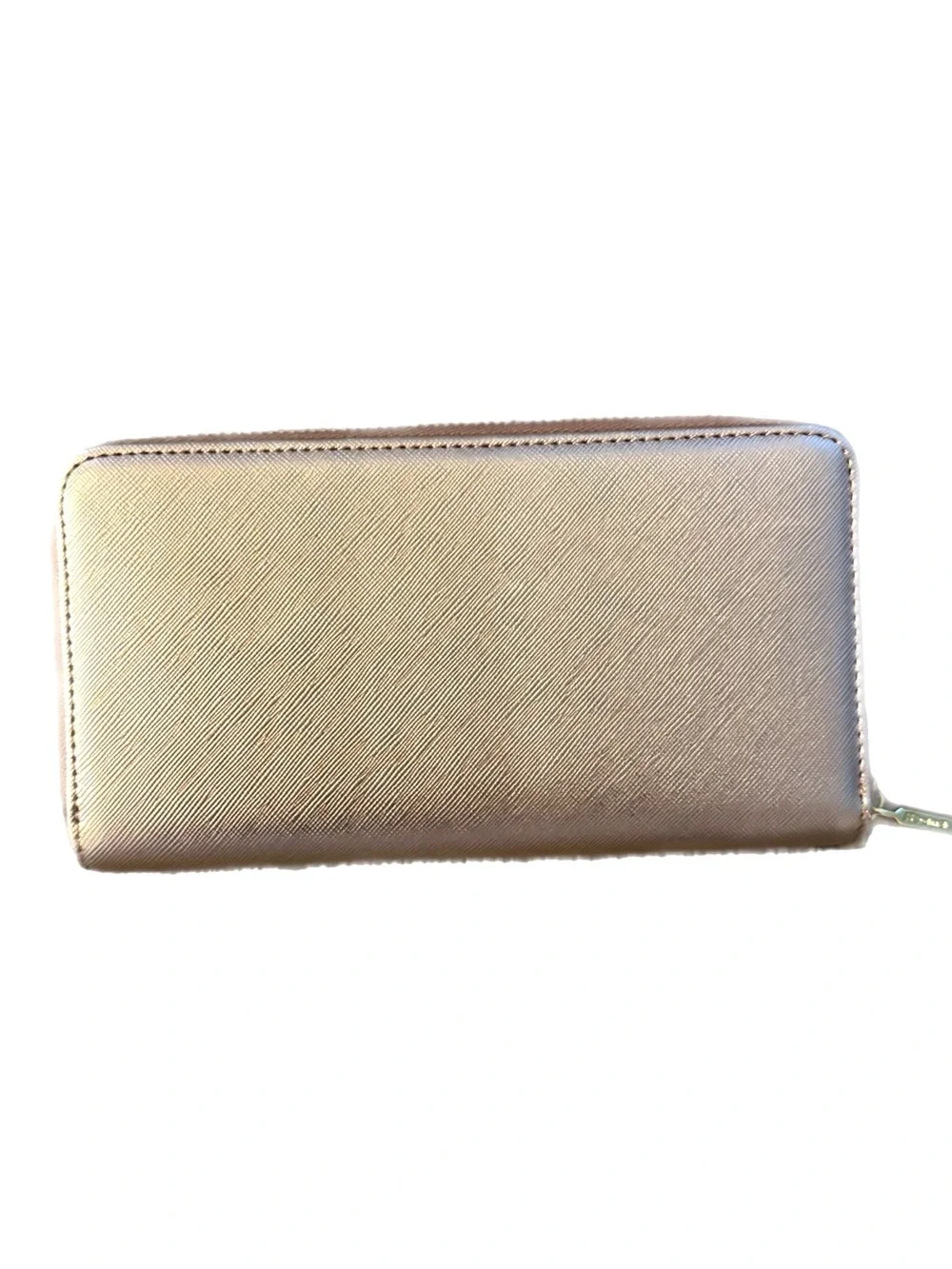 Tory Burch Metallic Blush Zip-Around Wallet with Gold Logo